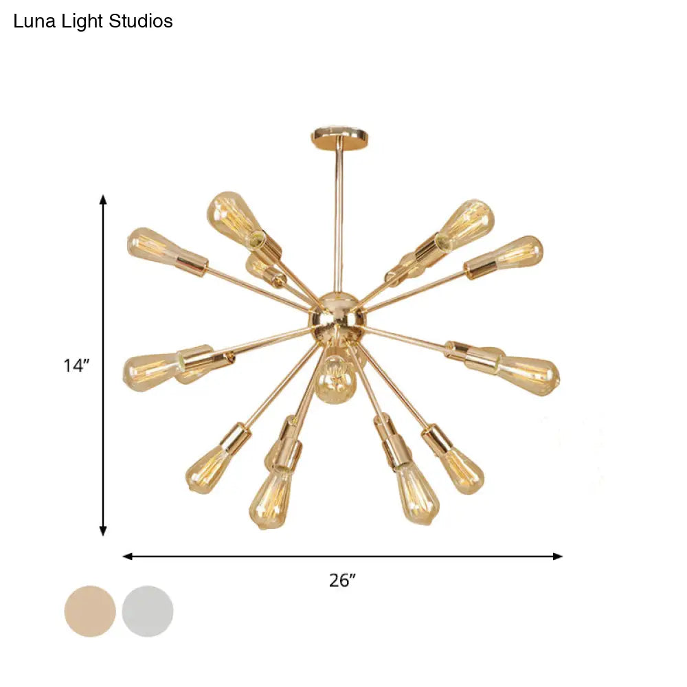 Farmhouse 18/21-Light Iron Chandelier: Copper/Gold Sputnik Ceiling Fixture For Dining Room