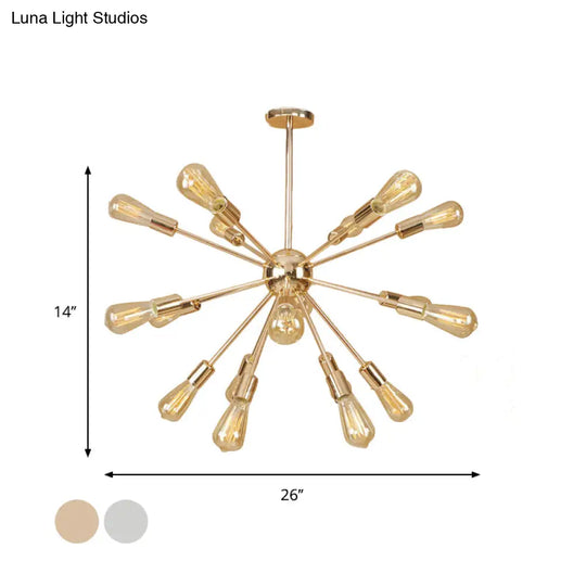 Farmhouse 18/21-Light Iron Chandelier: Copper/Gold Sputnik Ceiling Fixture For Dining Room