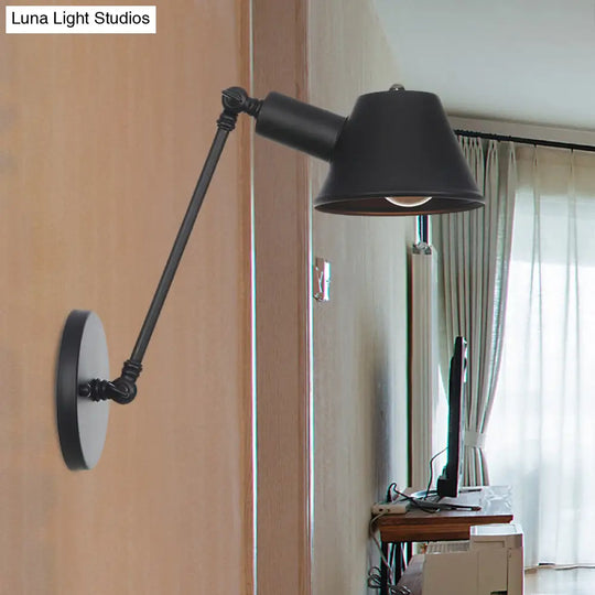 Farmhouse Black Iron Wall Lamp Sconce With Swing Arm - Bell Mount Light Fixture

Note: While It Is