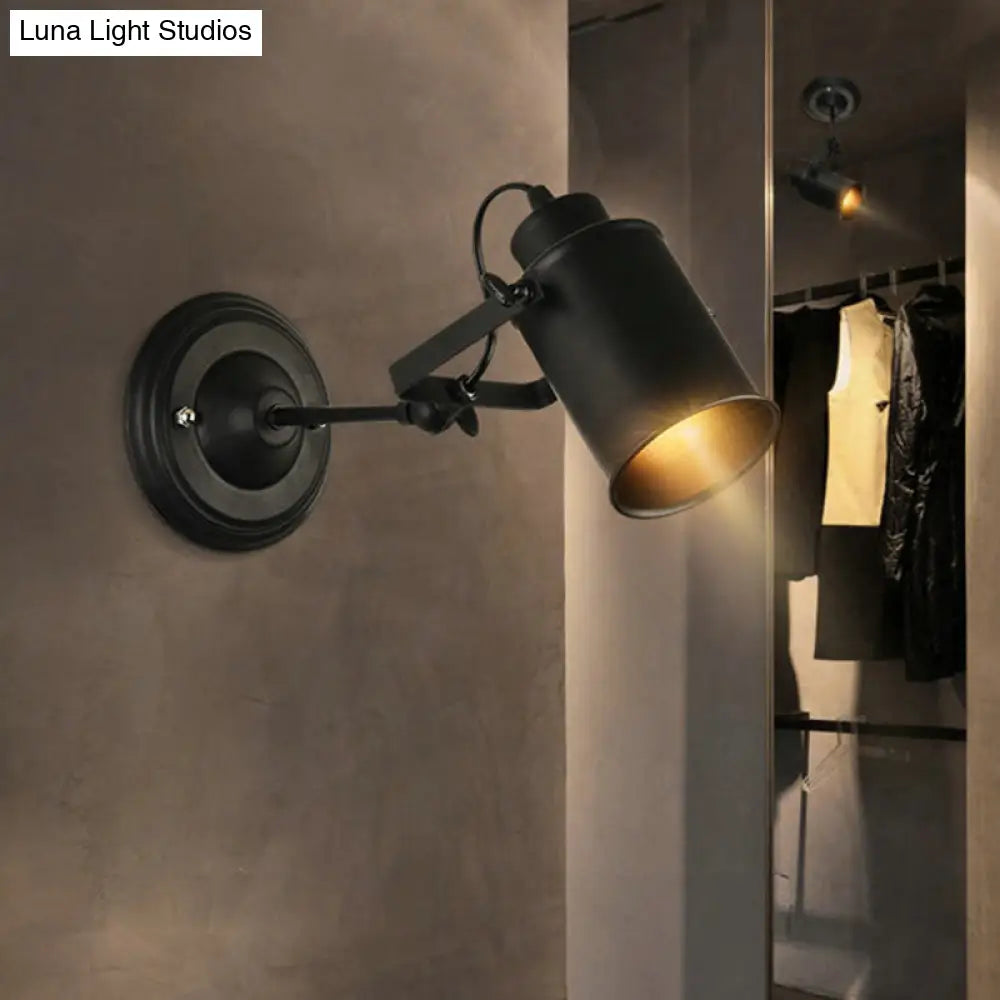 Farmhouse Black Iron Wall Lamp With Adjustable Handle & 1-Light Sconce Lighting Fixture