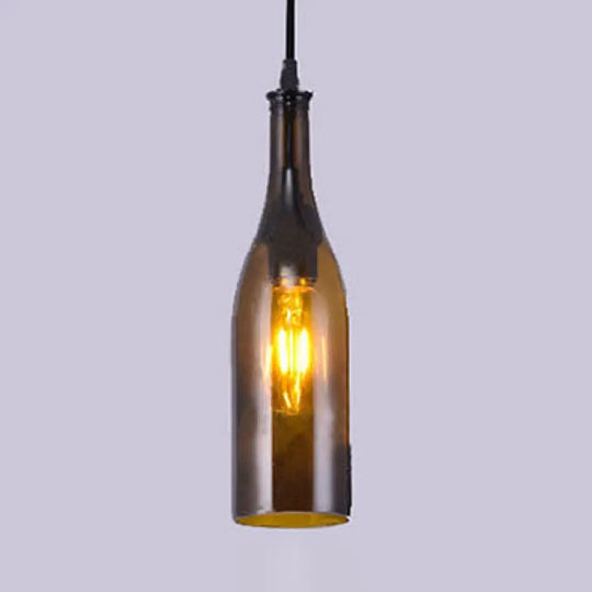 Farmhouse Bottle Glass Pendant Ceiling Light Fixture - Brown/Yellow 1 Bulb Brown