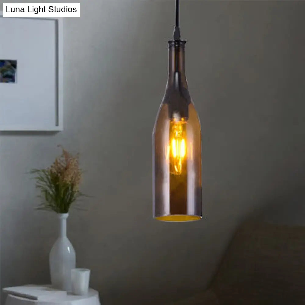 Farmhouse Bottle Glass Pendant Ceiling Light Fixture - Brown/Yellow 1 Bulb