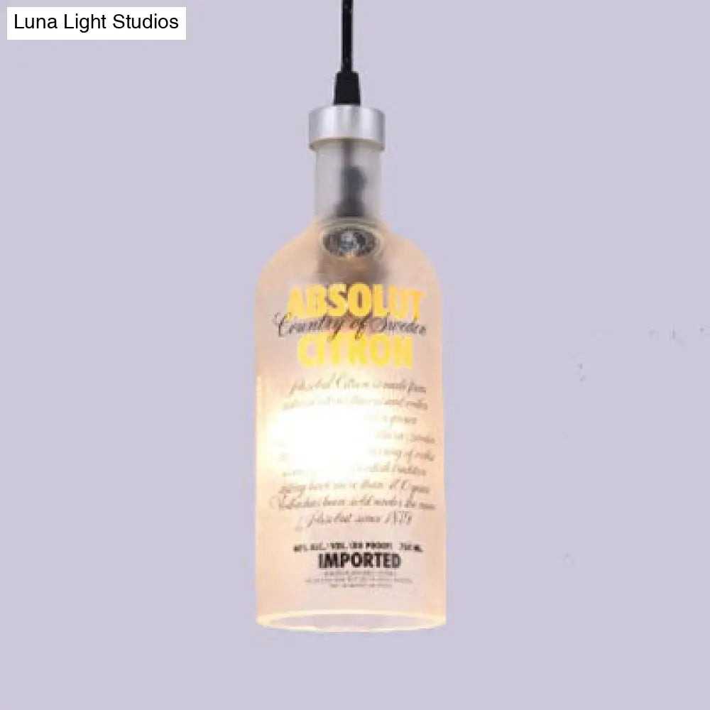 Farmhouse Style Bottle Glass Pendant Light In Brown/Yellow - 1 Bulb Ceiling Fixture For Living Room