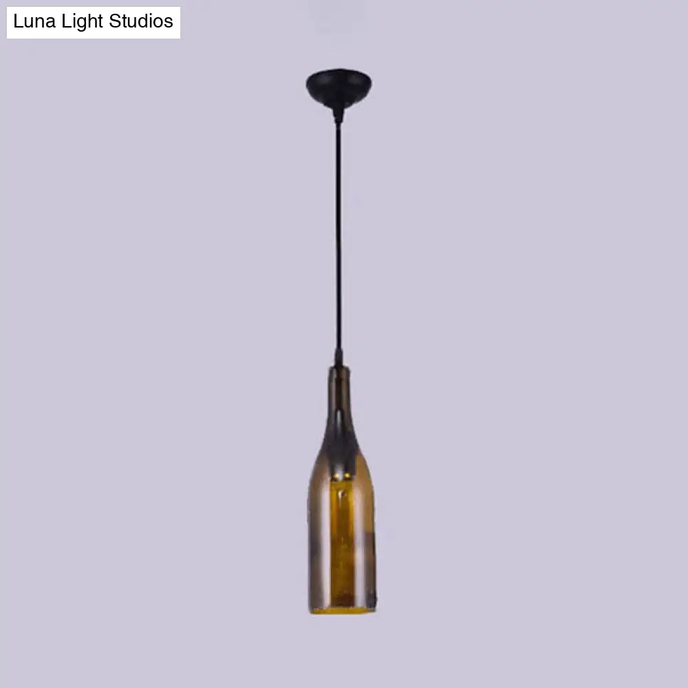 Farmhouse Bottle Glass Pendant Ceiling Light Fixture - Brown/Yellow 1 Bulb