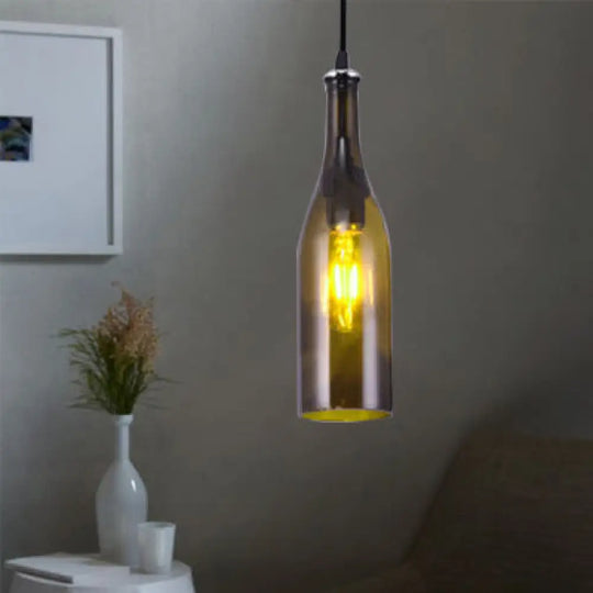 Farmhouse Bottle Glass Pendant Ceiling Light Fixture - Brown/Yellow 1 Bulb Yellow