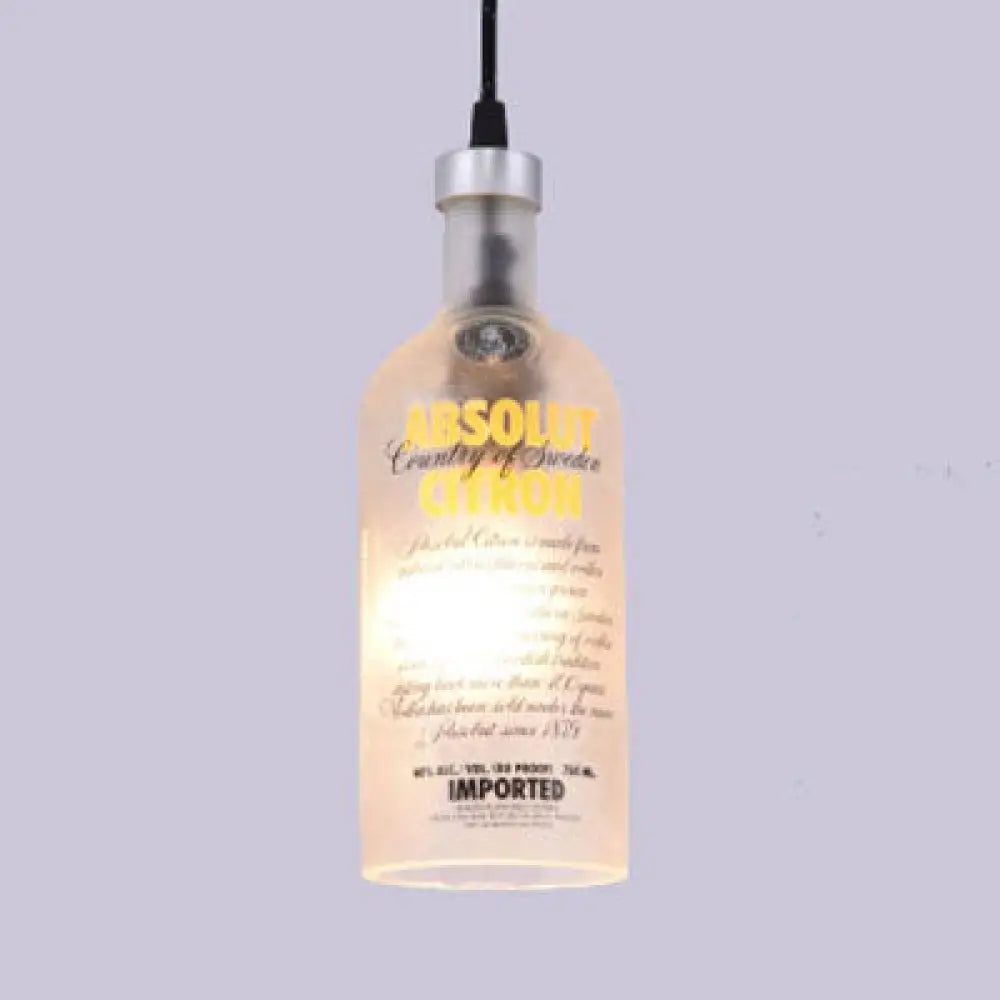 Farmhouse Bottle Glass Pendant Ceiling Light Fixture - Brown/Yellow 1 Bulb Textured White