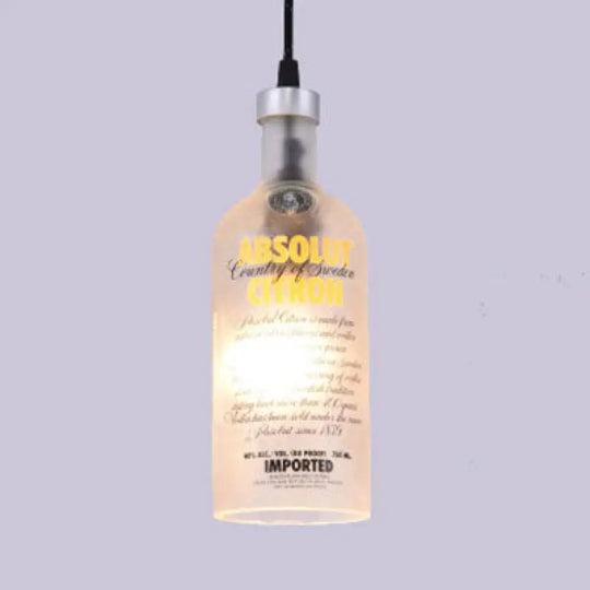 Farmhouse Bottle Glass Pendant Ceiling Light Fixture - Brown/Yellow 1 Bulb Textured White