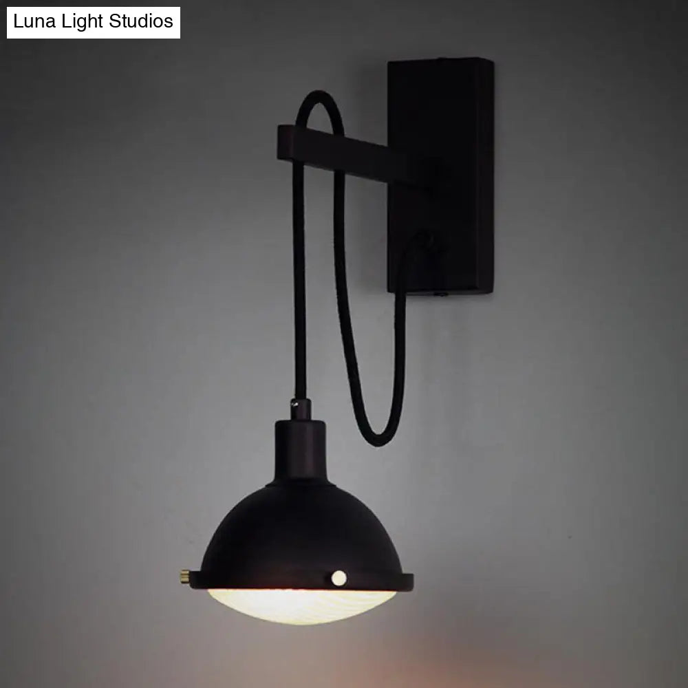 Farmhouse Bowl Shade Metallic Wall Mount Light - 1 Lighting In Black Perfect For Dining Room