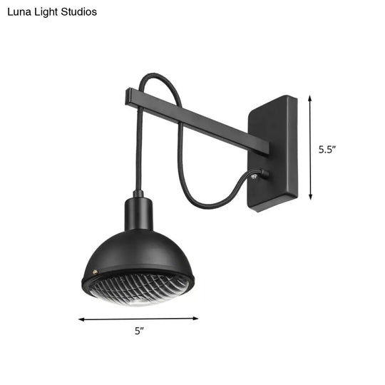 Farmhouse Bowl Shade Metallic Wall Mount Light - 1 Lighting In Black Perfect For Dining Room