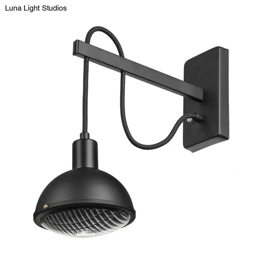 Farmhouse Bowl Shade Metallic Wall Mount Light - 1 Lighting In Black Perfect For Dining Room