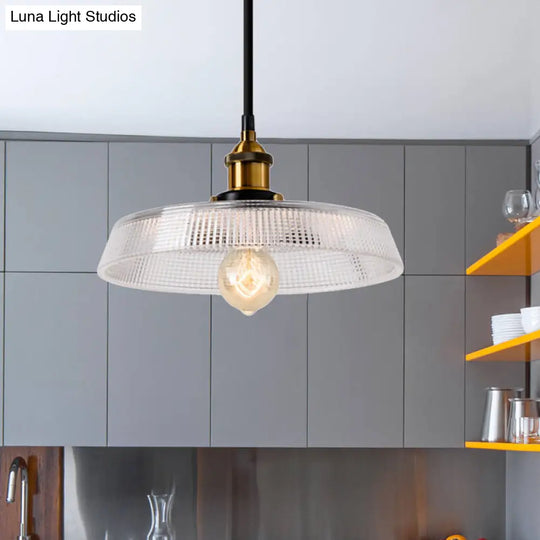 Farmhouse Brass Dome Pendant Ceiling Light With Clear Prismatic Glass For Dining Room - 8/10 / 8