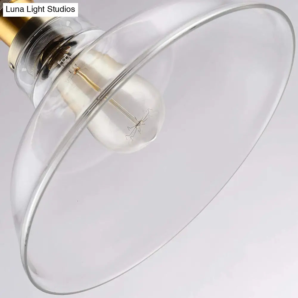 Farmhouse Clear Glass Pendant Light - Brass Finish | Barn Dining Room Lighting