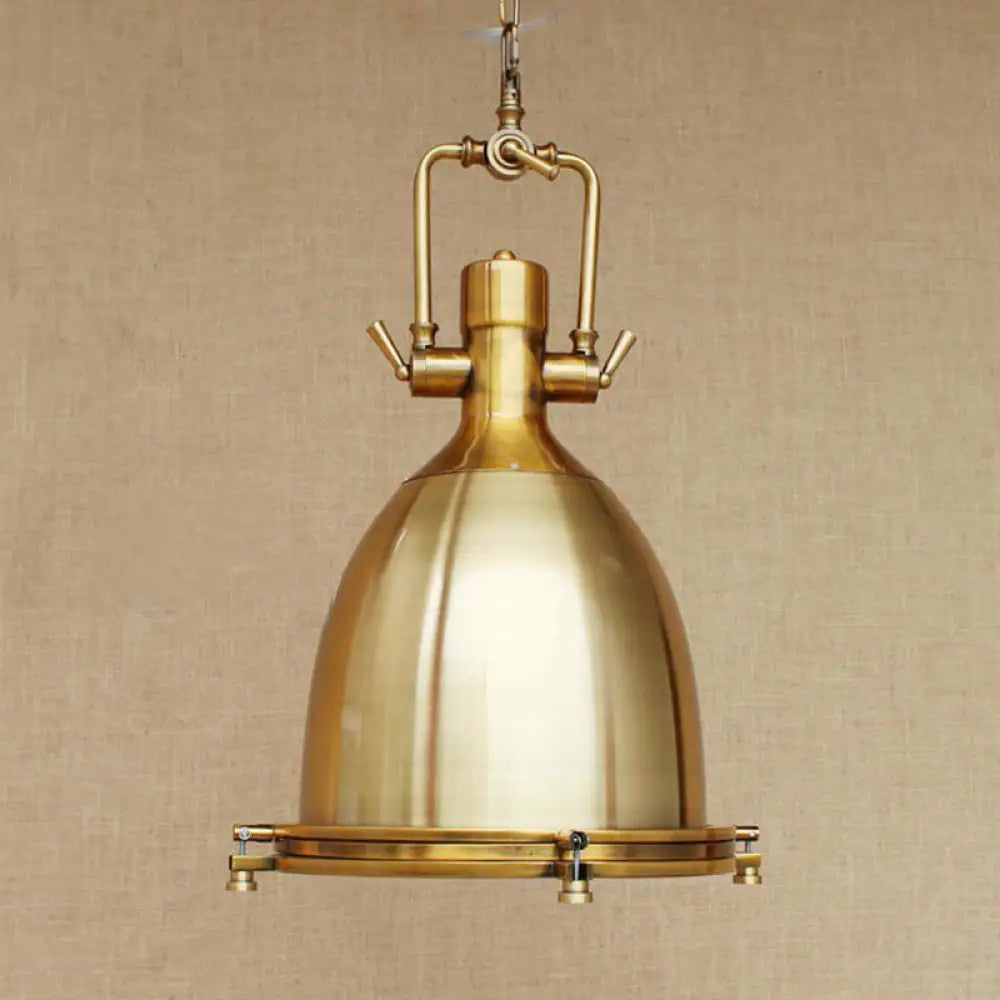 Farmhouse Cloche Pendant Light With Handle In Bronze/Chrome Finish Bronze