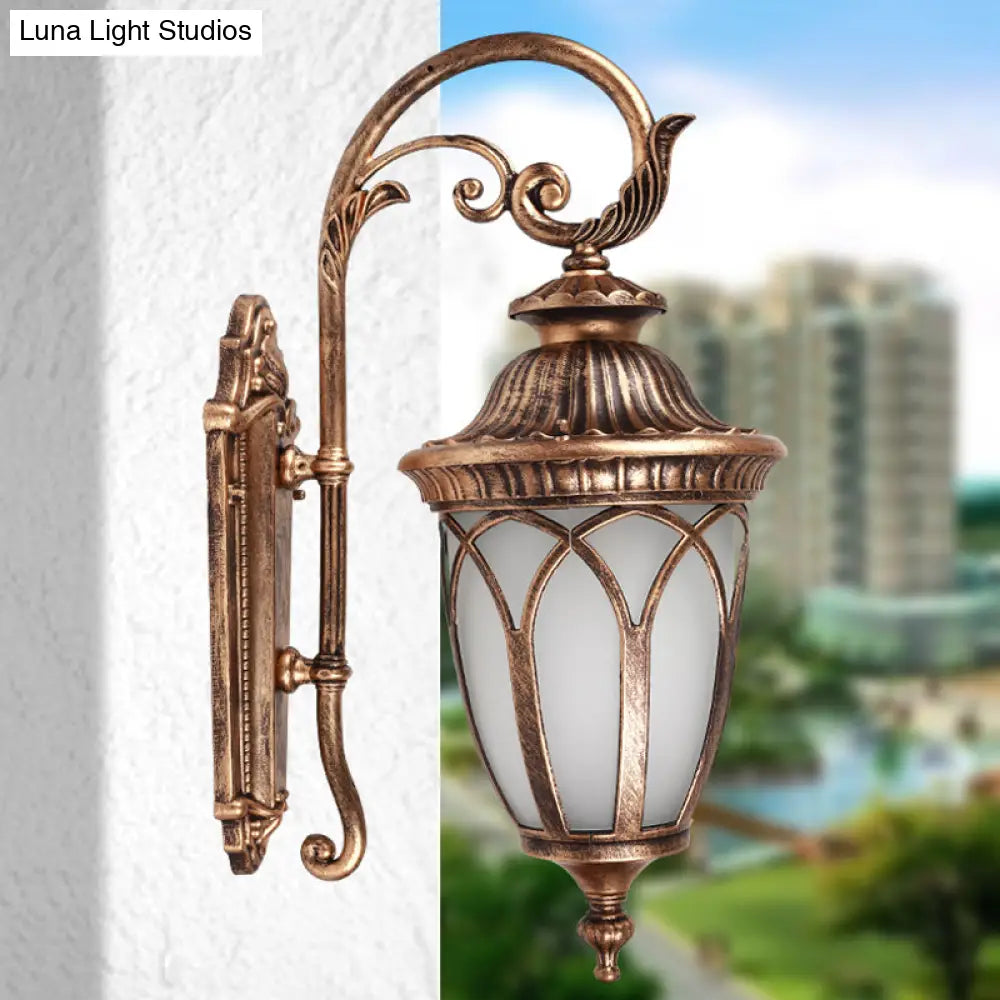 Farmhouse Cream Glass 1-Light Pavilion Courtyard Wall Sconce - Black/Bronze Fixture