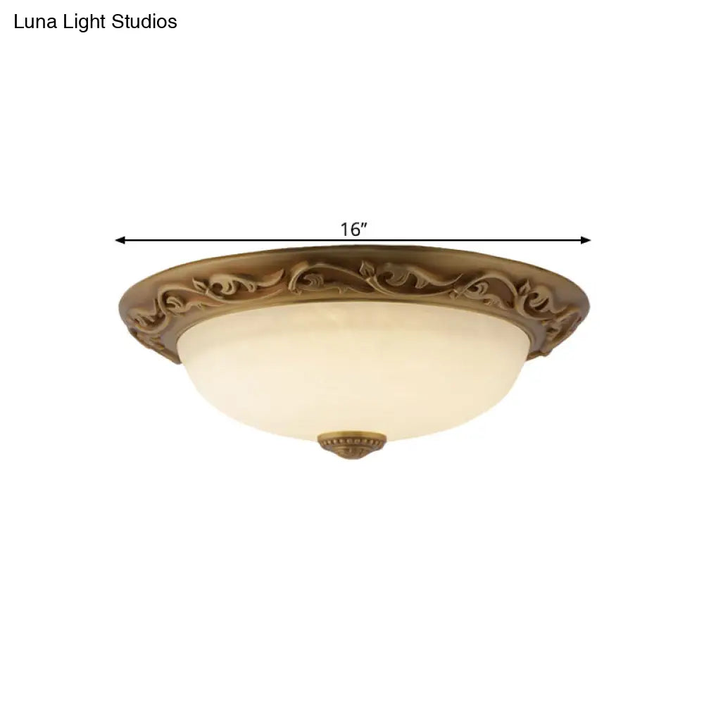 Farmhouse Dome Ceiling Lamp With Opaline Glass Brass Finish - Multiple Sizes & Lights Available