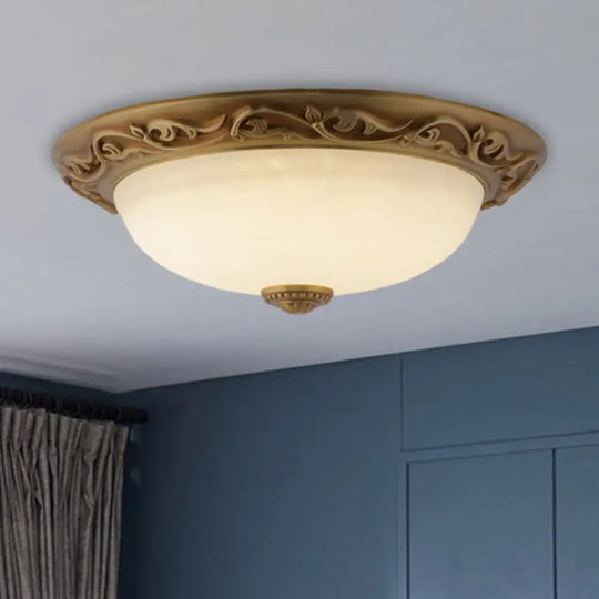 Farmhouse Dome Ceiling Lamp With Opaline Glass Brass Finish - Multiple Sizes & Lights Available /