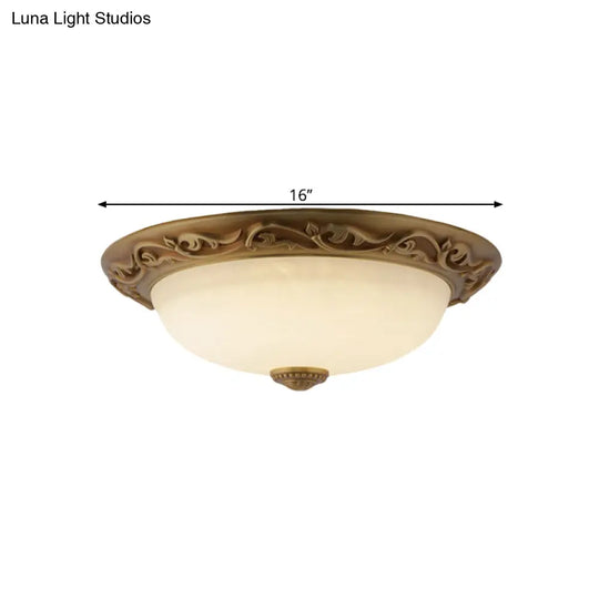 Farmhouse Dome Ceiling Lamp With Opaline Glass Brass Finish - Multiple Sizes & Lights Available