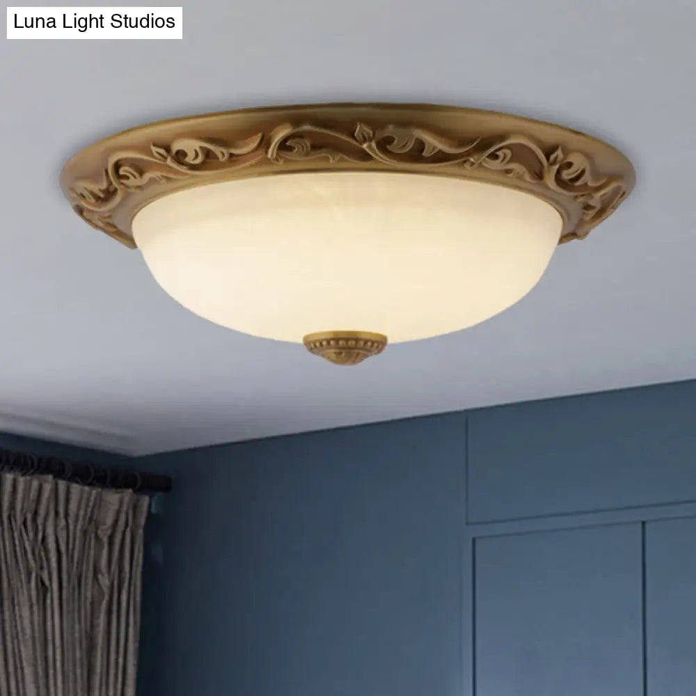 Farmhouse Dome Ceiling Lamp With Opaline Glass Brass Finish - Multiple Sizes & Lights Available / 16
