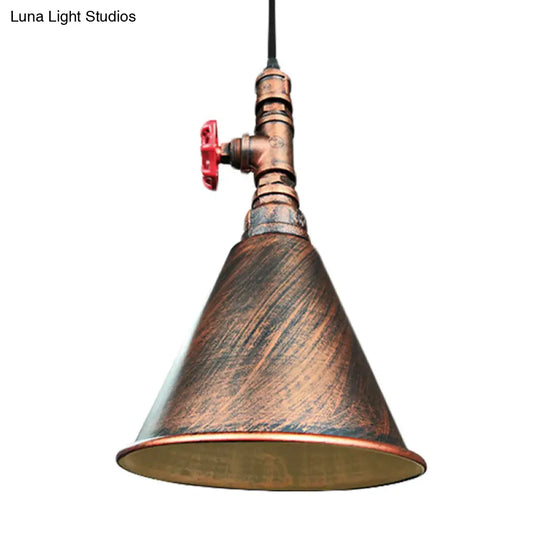 Conical Down Lighting Iron Pendant Lamp - Farmhouse Black/Silver/Gold Finish For Restaurants