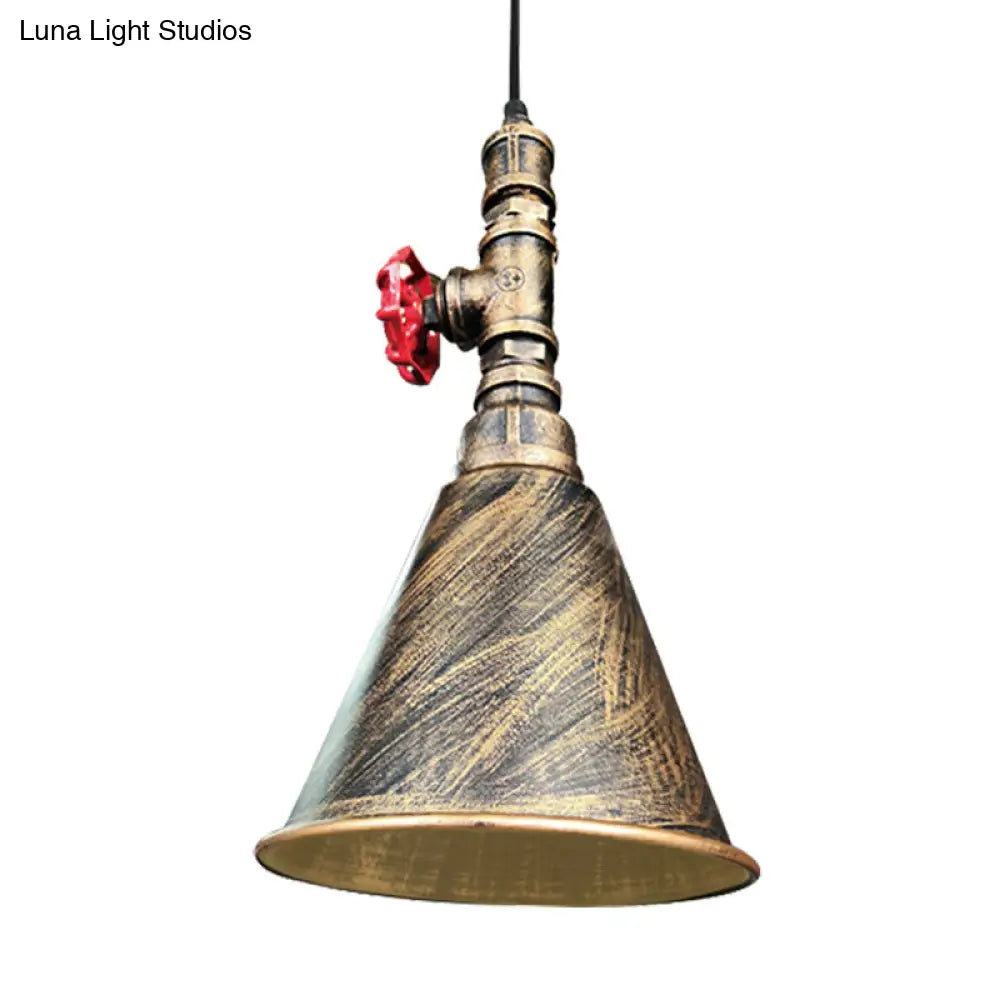 Conical Down Lighting Iron Pendant Lamp - Farmhouse Black/Silver/Gold Finish For Restaurants