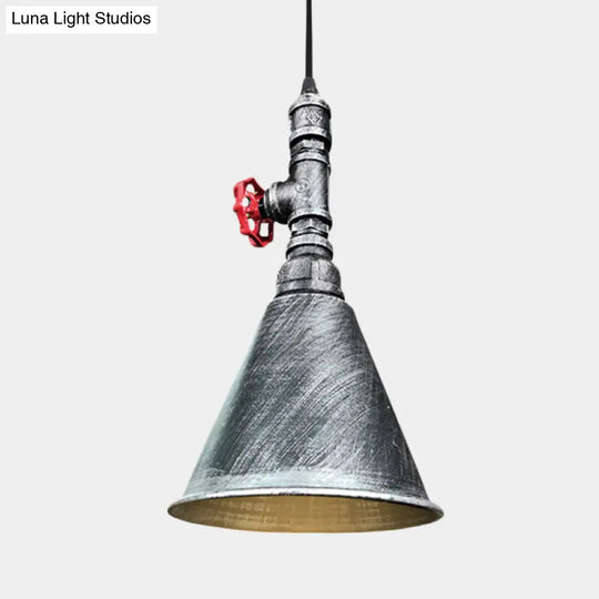 Conical Down Lighting Iron Pendant Lamp - Farmhouse Black/Silver/Gold Finish For Restaurants