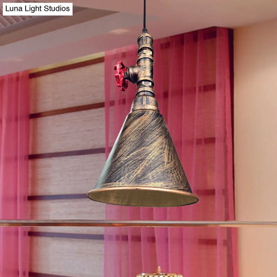 Conical Down Lighting Iron Pendant Lamp - Farmhouse Black/Silver/Gold Finish For Restaurants