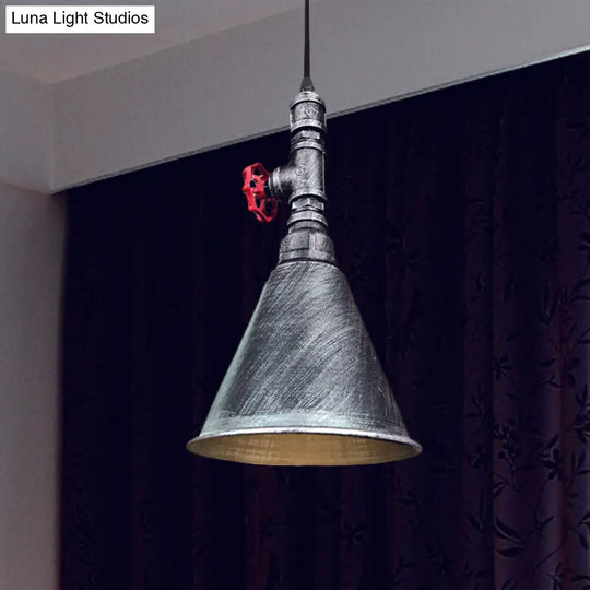 Conical Down Lighting Iron Pendant Lamp - Farmhouse Black/Silver/Gold Finish For Restaurants