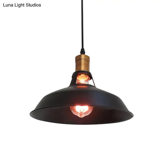 Farmhouse Iron Pendant Light With Vented Socket - Barn Shade Living Room Lighting 1-Light