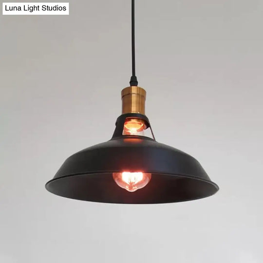 Farmhouse Iron Pendant Light - 1-Light Black/White Hanging Lamp For Barn Shade Living Room
