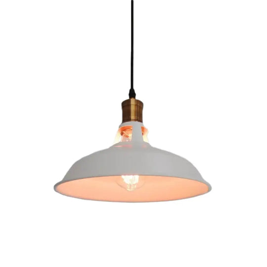 Farmhouse Iron Pendant Light - 1-Light Black/White Hanging Lamp For Barn Shade Living Room White