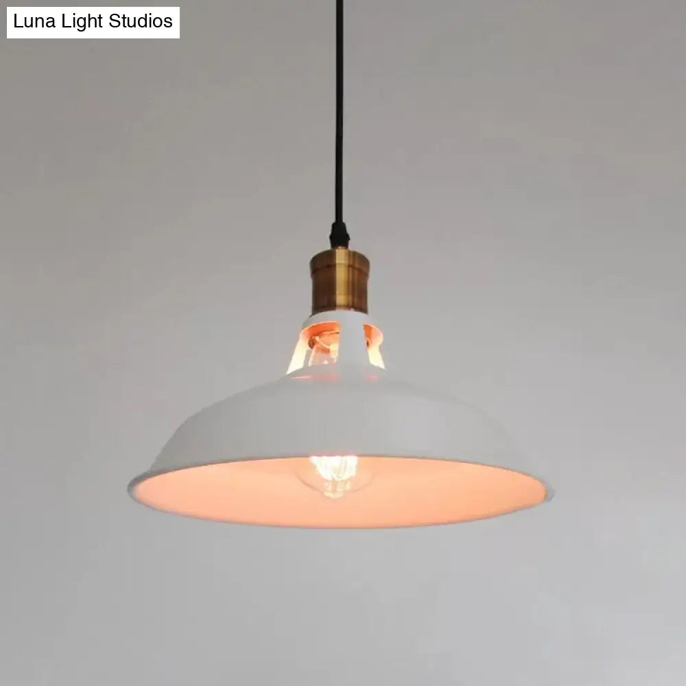 Farmhouse Iron Pendant Light With Vented Socket - Barn Shade Living Room Lighting 1-Light