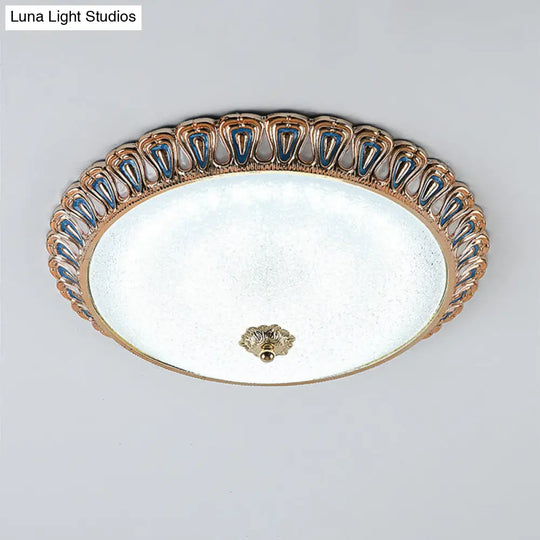 Farmhouse Led Flush Mounted Light With Glass Dome Shade In Gold For Bedroom - Warm/White Options