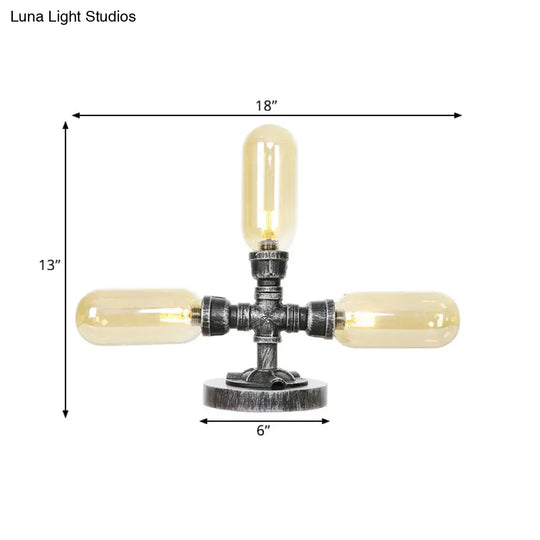 Farmhouse Led Table Lamp With Clear/Amber Glass Capsule Night Light And Tearoom Design - 2/3 Heads