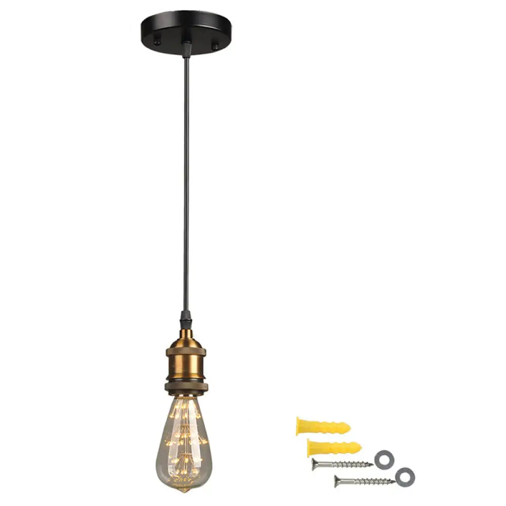 Farmhouse Metal Ceiling Pendant Light In Black - Open Bulb Hallway Hanging Lamp Gold