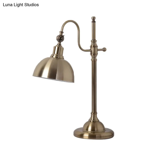 Farmhouse Metal Led Task Lamp: Rotatable Gold Dome With Gooseneck Arm - Ideal For Study Rooms And