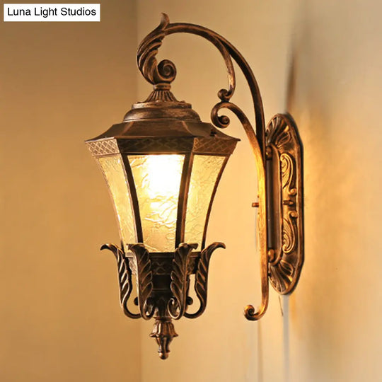 Farmhouse Metal Wall Mount Sconce: Dark Coffee 1-Head Lamp For Corners