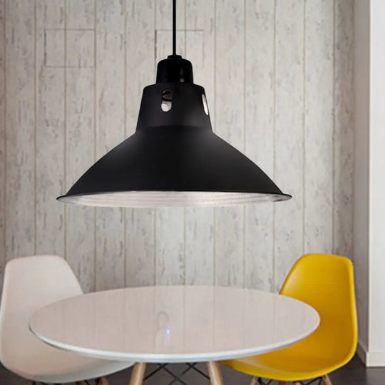 Farmhouse Metallic Black Pendant Light For Dining Tables - 14’/16’ Bowl Design / 14’
