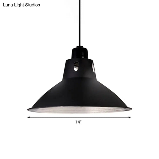 Farmhouse Metallic Black Pendant Light For Dining Tables - 14’/16’ Bowl Design