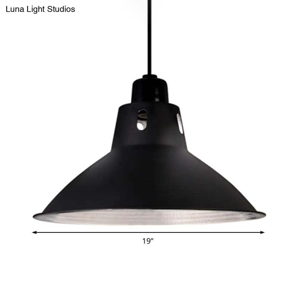 Farmhouse Metallic Black Pendant Light For Dining Tables - 14’/16’ Bowl Design