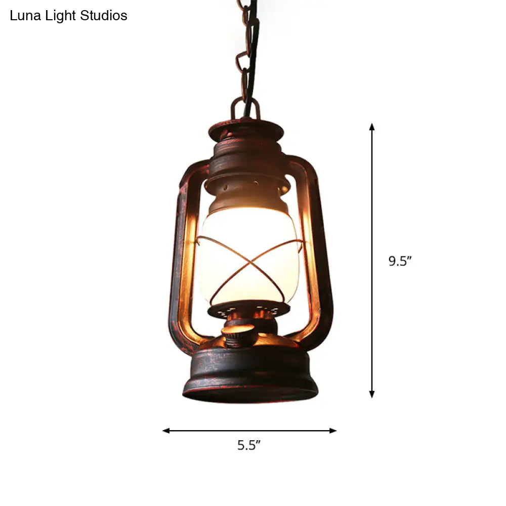 Farmhouse Milk Glass Pendant Light In Copper - 5.5’/7’/8’ Wide 1-Bulb Hanging Fixture For