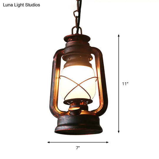 Farmhouse Milk Glass Pendant Light In Copper - 5.5’/7’/8’ Wide 1-Bulb Hanging Fixture For