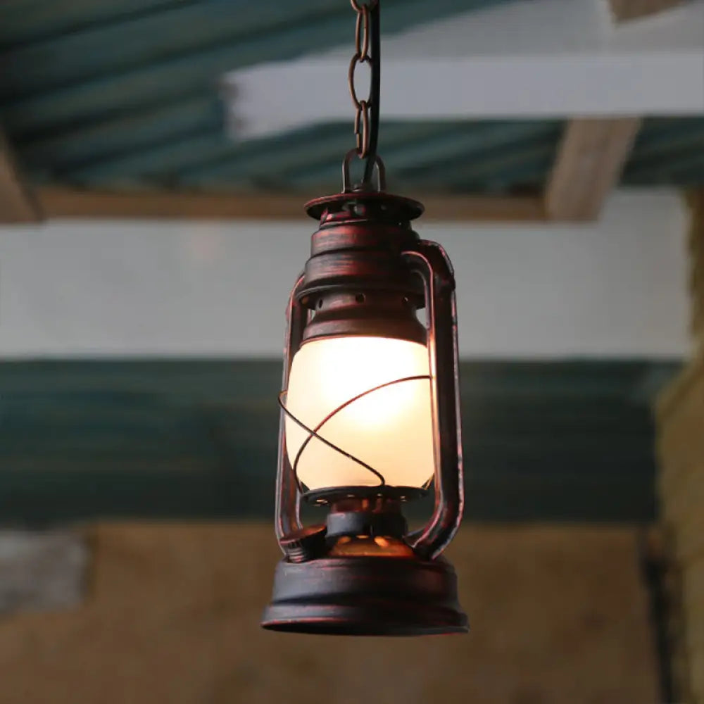 Farmhouse Milk Glass Pendant Light In Copper - 5.5’/7’/8’ Wide 1-Bulb Hanging Fixture For