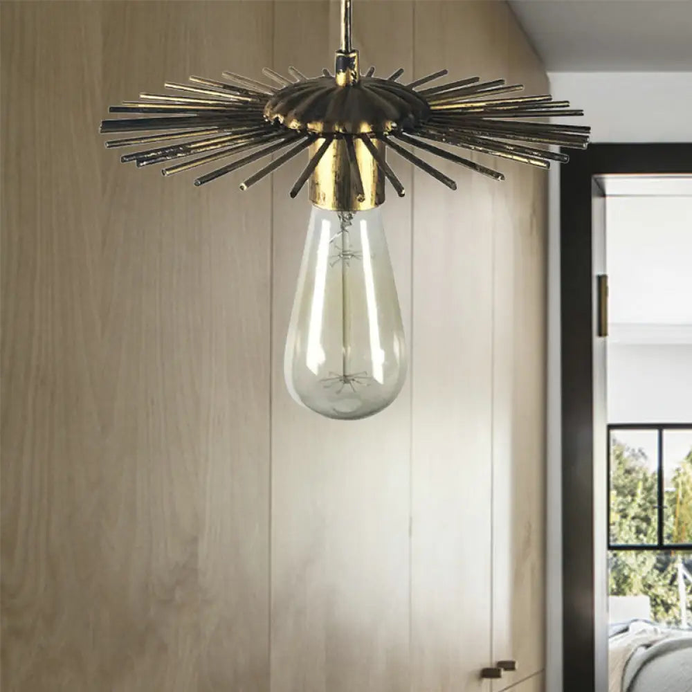 Farmhouse Open Bulb Pendant Light With Sputnik Design - Antique Brass/Weathered Copper Brass