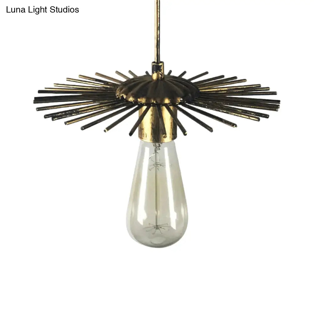 Farmhouse Open Bulb Pendant Light With Sputnik Design - Antique Brass/Weathered Copper