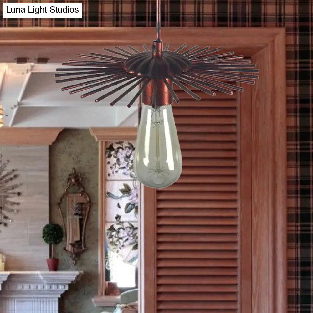 Farmhouse Open Bulb Pendant Light With Sputnik Design - Antique Brass/Weathered Copper