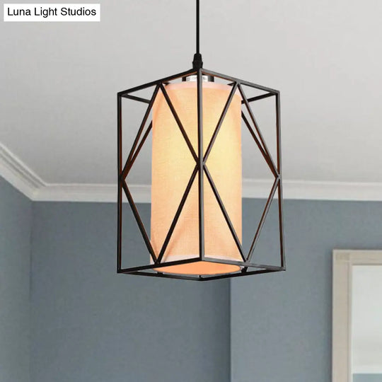 Black Farmhouse Cylinder Pendant Light With Clear Glass Shade - Perfect For Living Room Or Any Space