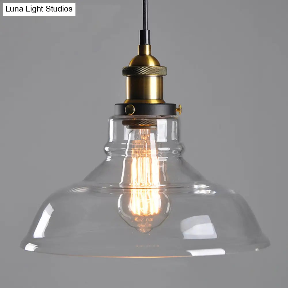 Farmhouse Pendant Lamp With Amber Glass Shade - Stylish Single-Bulb Ceiling Light For Dining Room