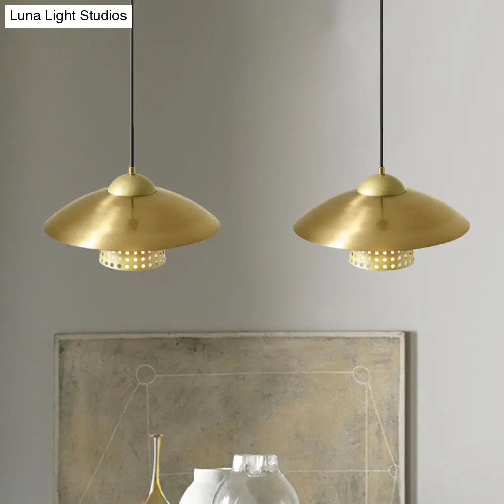 Farmhouse Saucer Cluster Pendant With Metallic Suspension And Bell Insert - 2-Light Black/White/Gold