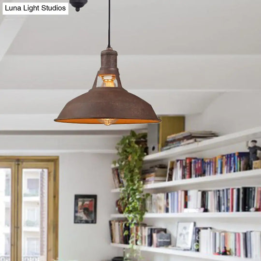 Farmhouse Style Ceiling Barn Pendant Lamp - Rustic Metallic Hanging Light With Pulley For Bedroom