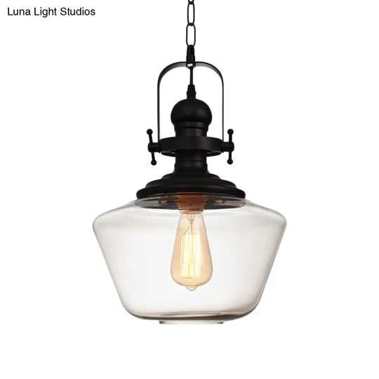 Farmhouse Style Black Globe Pendant Ceiling Light With Clear Glass - Perfect For Living Room And